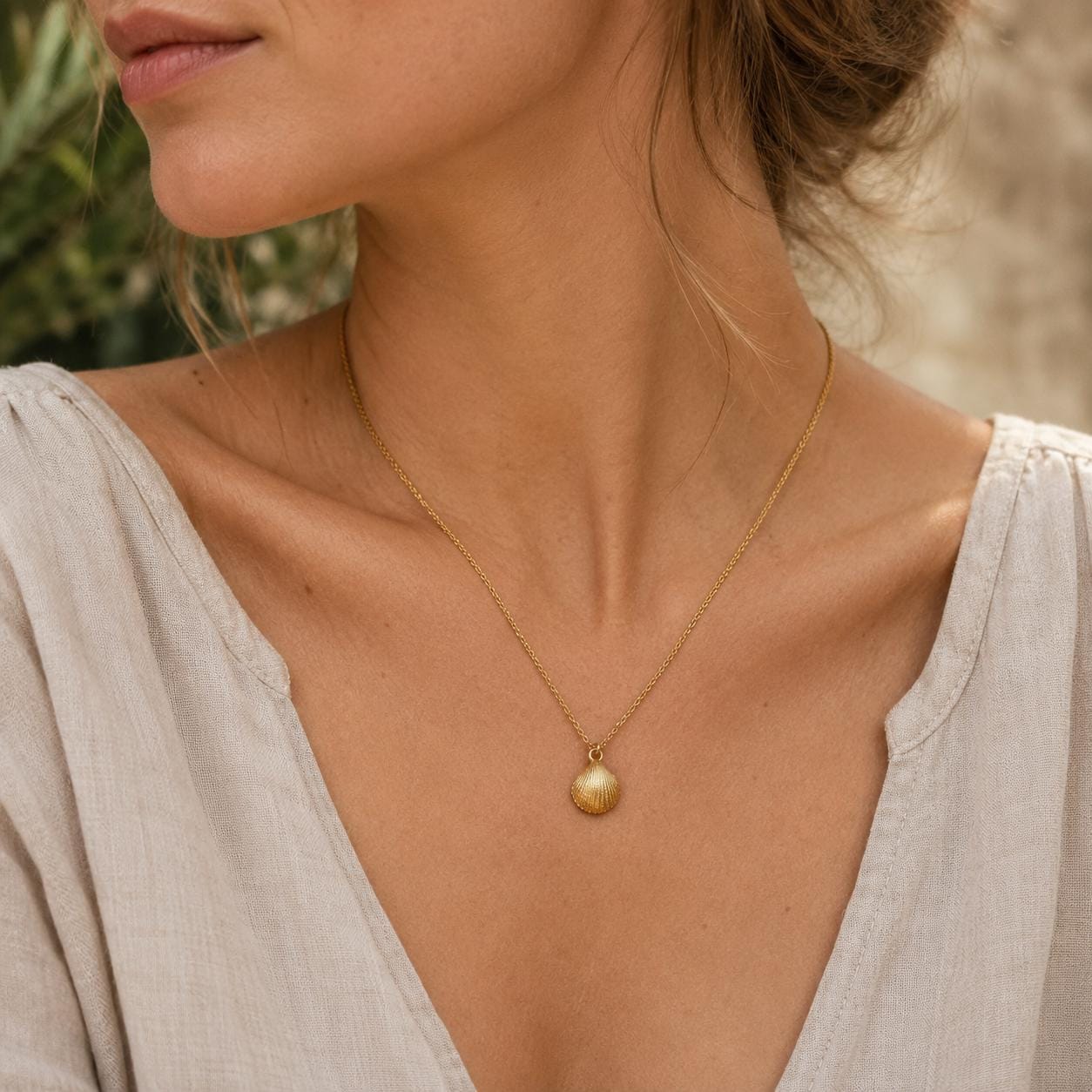 Minimalist Sea Shell Necklace, Handmade Beach Jewelry, Organic Sea Pendant, Gift for Growth & Renewal, Gold or Sterling Silver 925