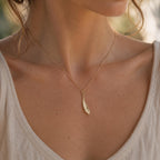 Solid Gold Leaf Necklace Jewelry, Real Gold Pendant, Gift for Her, Birthday Gift for Women, Handmade Jewelry