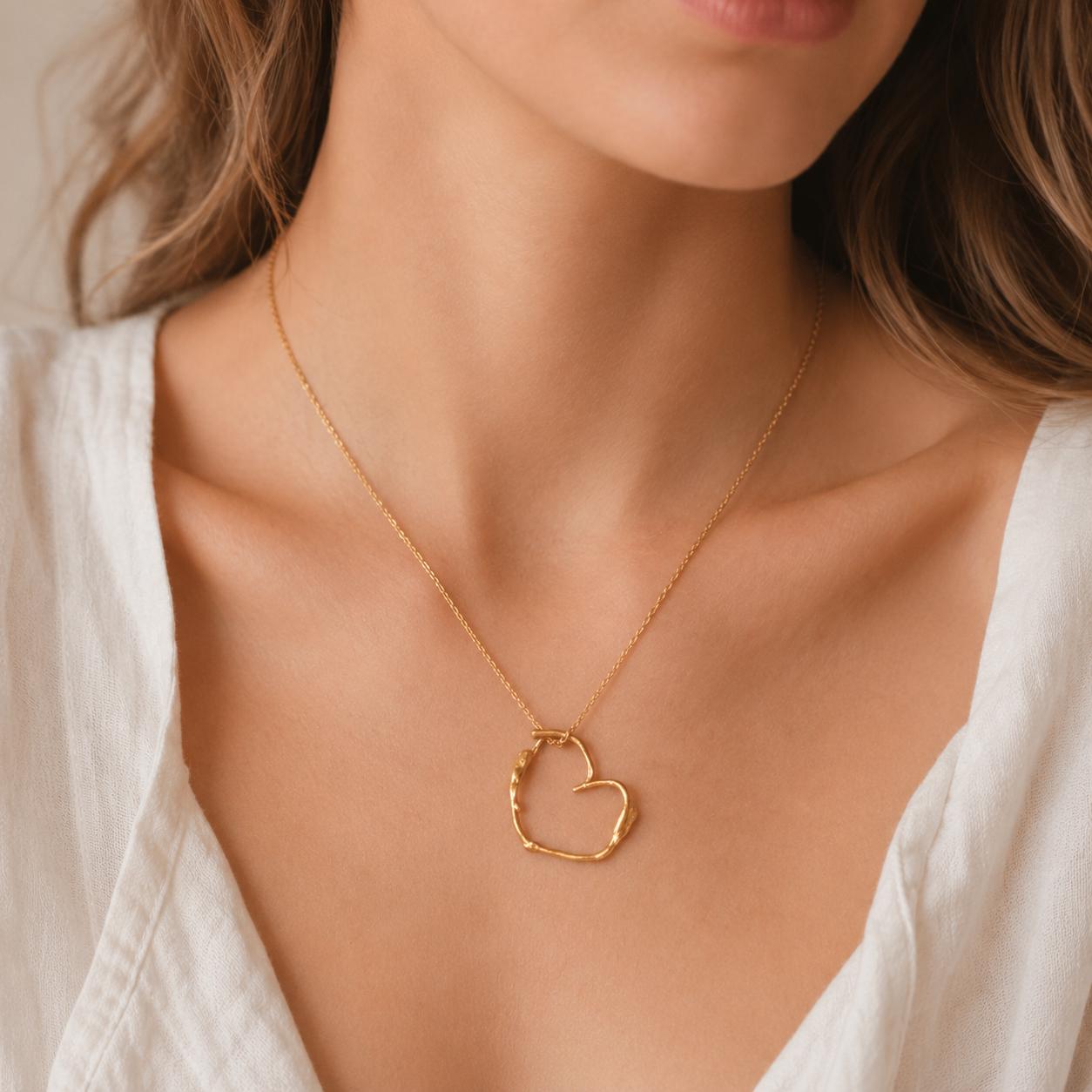 Real Jasmine Twig Necklace, Handmade Nature Jewelry, Heart-Shaped Branch Pendant, Gift for Purity & Health, Sterling Silver 925