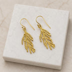 Real Juniper Branch Earrings, Handmade Nature Jewelry, Organic Forest Dangles, Gift for Luck & Health, Eco Sustainable Sterling Silver 925