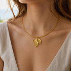 Real Rose Leaf Necklace, 14K Gold Plated Sterling Silver 925 Pendant, Handmade Minimalist Jewelry Gift, Birthday Gift for Her, Boho Fashion