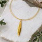 Gold Olive Leaf Pendant, Handmade Nature Jewelry, Organic Tree Necklace, Gift for Luck & Longevity, Eco Sustainable Sterling Silver 925