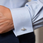 Bee Cufflinks, Handmade Men's Accessories for Suit, Sterling Silver 925, Nature-Inspired Jewelry
