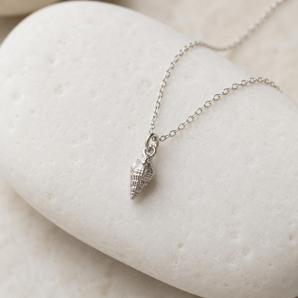 Real Sea Shell Pendant, Handmade Minimalist Jewelry, Dainty Beach Necklace, Gift for Health and Longevity, Sterling Silver 925