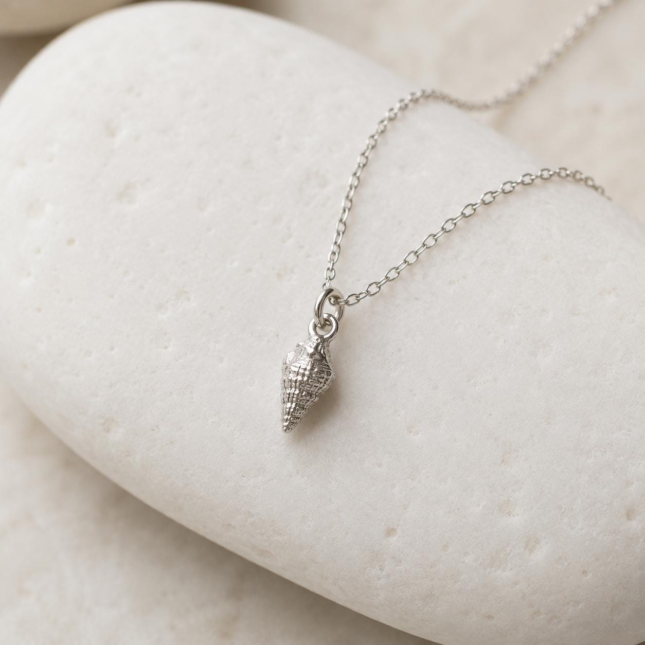 Real Sea Shell Pendant, Handmade Minimalist Jewelry, Dainty Beach Necklace, Gift for Health and Longevity, Sterling Silver 925