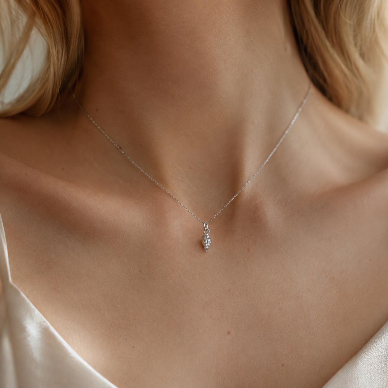 Real Sea Shell Pendant, Handmade Minimalist Jewelry, Dainty Beach Necklace, Gift for Health and Longevity, Sterling Silver 925