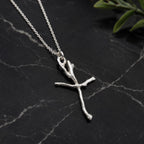 Real Jasmine Branch Cross Necklace, Handmade Minimalist Jewelry, Organic Twig Pendant, Gift for Faith & Protection, Sterling Silver 925