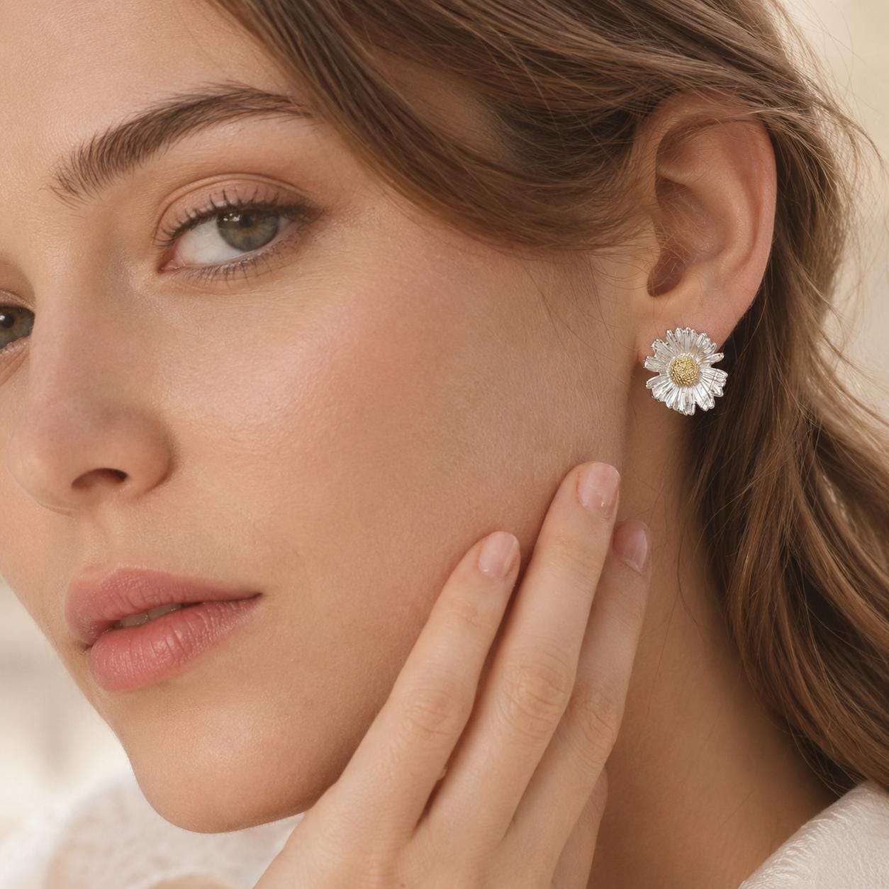 Unique earrings for women.Daisy Flowers (Stud or Dangle) in Sterling Silver 925. Symbol of of patience, healing, and natural elegance.