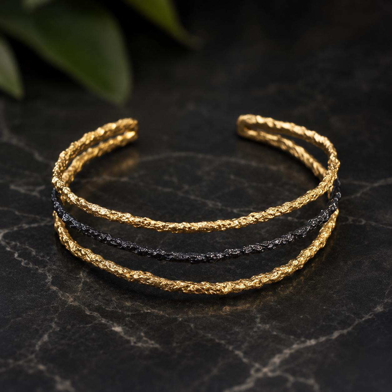 Real Pine Branch Bracelet, Handmade Nature Jewelry, Organic Minimalist Cuff, Gift for Protection & Longevity, Gold or Sterling Silver 925