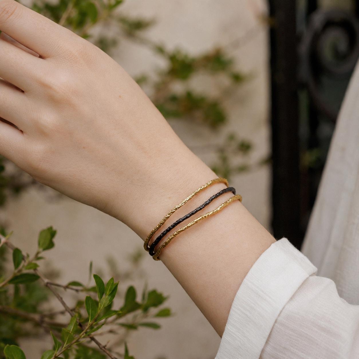Real Pine Branch Bracelet, Handmade Nature Jewelry, Organic Minimalist Cuff, Gift for Protection & Longevity, Gold or Sterling Silver 925