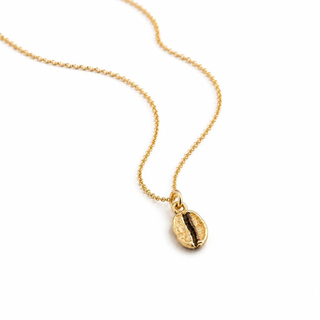 Silver Coffee Necklace, Sterling Silver Jewelry, Gold-Plated Silver Necklace, Silver Pendant, Coffee Bean Charm, Silver Charm