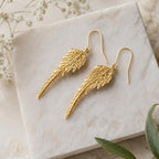 Real Fern Leaf Gold Earrings, Handmade Nature Jewelry, Organic Forest Dangles, Gift for Health & Resilience, Gold or Sterling Silver 925