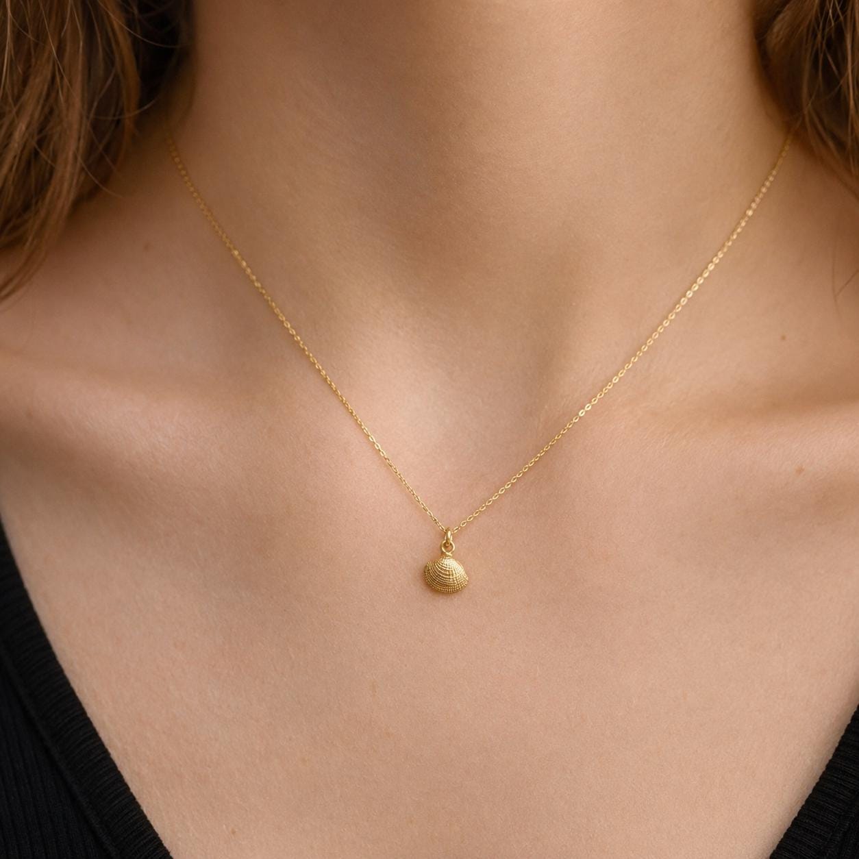 Real Sea Shell Pendant, Handmade Minimalist Jewelry, Organic Beach Necklace, Dainty Gift for Protection & Vitality, Sterling Silver 925