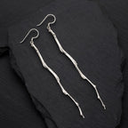 Real Pomegranate Tree Branch Earrings, Gold Plated Sterling Silver 925 Long Dangle Twig Earrings, Handmade Jewelry Gift, Birthday Gift