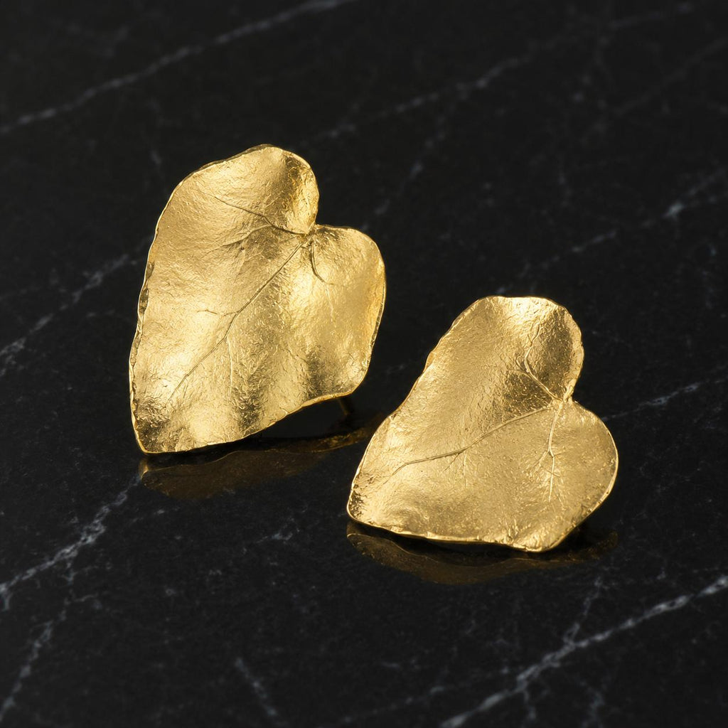 Real Ivy Leaf Earrings, 14K Gold Plated Brass Jewelry, Handmade Statement Jewelry Gift, Birthday Gift for Women, Boho Fashion, Eco Inspired