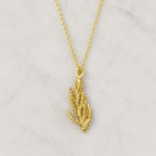 Real Juniper Leaf Pendant, 14K Gold Plated Sterling Silver 925 Necklace, Handmade Minimalist Boho Jewelry Gift, Birthday Gift for Women