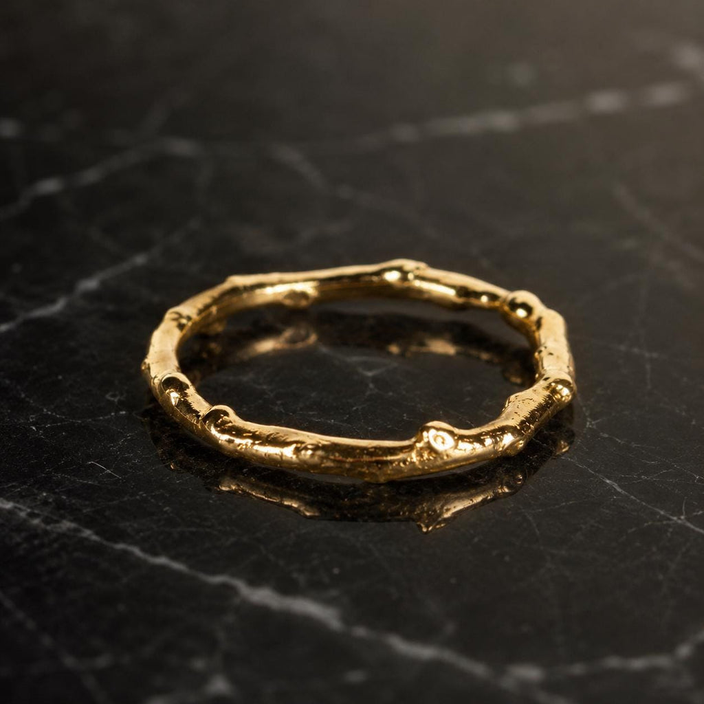 Solid Gold Olive Branch Ring, Handmade Minimalist Jewelry, Dainty Nature Band, Gift for Luck & Health, Promise Stack Ring, Real Gold