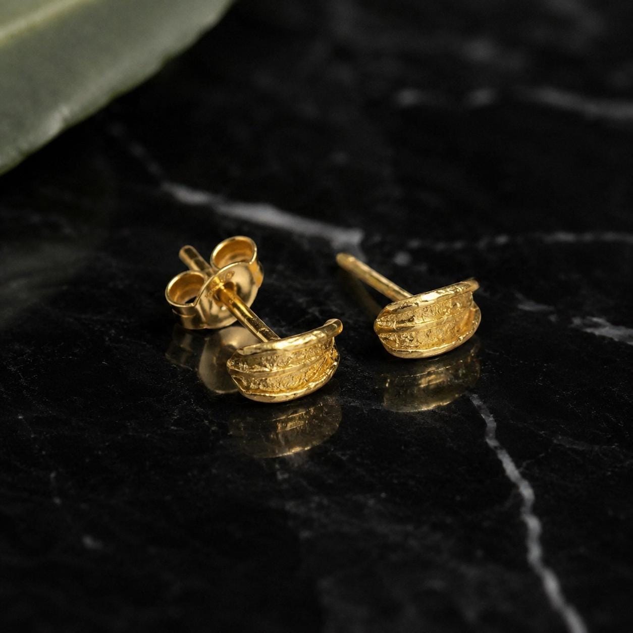 Olive Leaf Earrings, Solid Gold Stud Earrings, Handmade Minimalist Jewelry Gift, Birthday Gift for Women, Boho Fashion