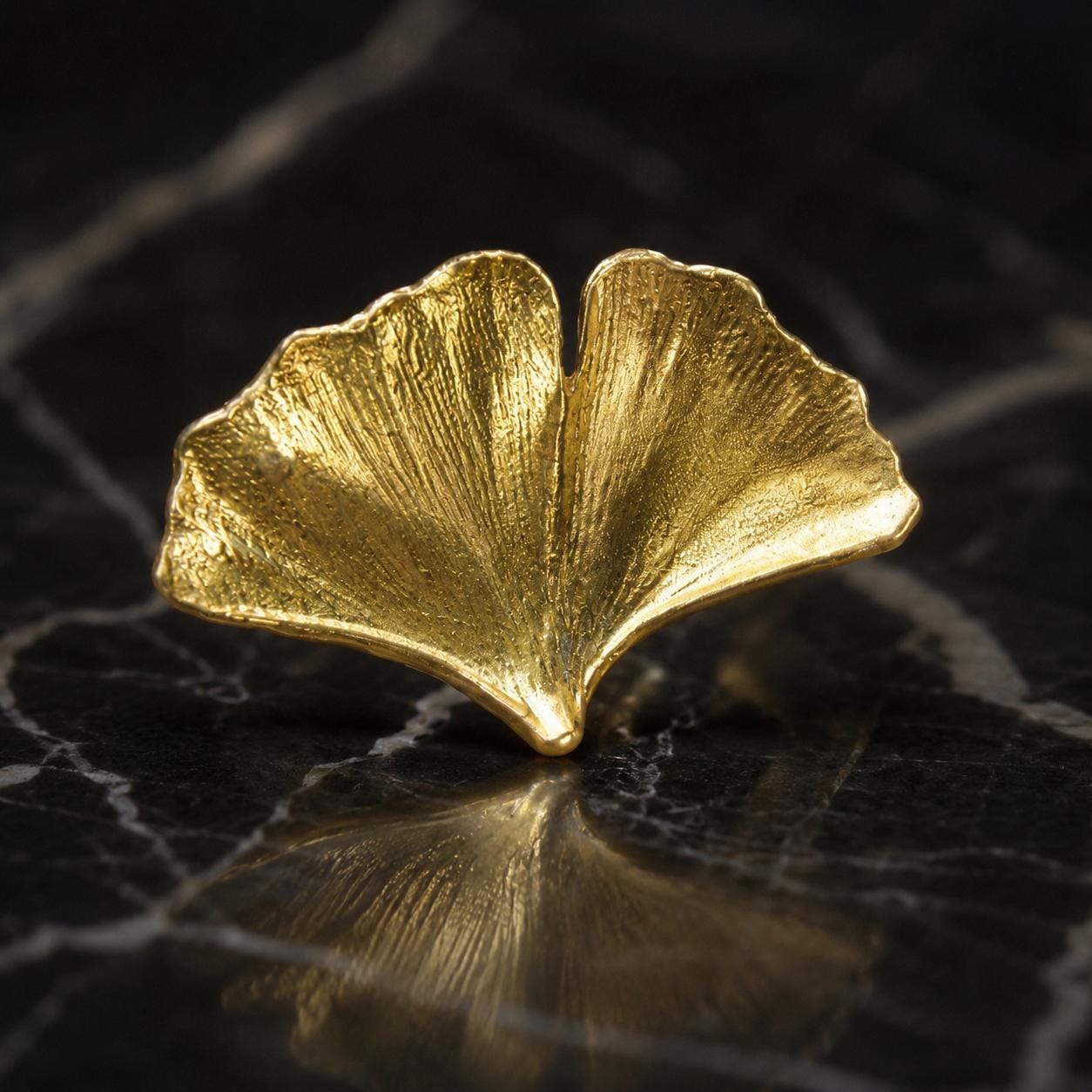 Real Ginkgo Biloba Leaf Ring, Handmade Nature Jewelry, Botanical Statement Band, Gift for Luck & Longevity, Sustainable Sterling Silver 925