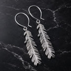 Real Mimosa Leaf Earrings, Handmade Nature Jewelry, Organic Forest Dangles, Gift for Health & Peace, Eco Sustainable Sterling Silver 925