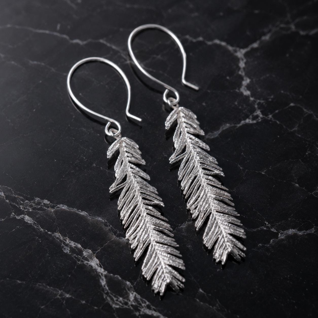 Real Mimosa Leaf Earrings, Handmade Nature Jewelry, Organic Forest Dangles, Gift for Health & Peace, Eco Sustainable Sterling Silver 925