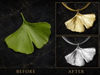 Real Ginkgo Biloba Leaf Pendant, 14K Gold Plated Sterling Silver 925 Necklace, Handmade Minimalist Jewelry Gift, Birthday Gift for Women