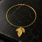 Real Rose Leaves Necklace, 14K Gold Plated Brass Pendant, Handmade Minimalist Jewelry Gift, Birthday Gift for Women, Nature Inspired