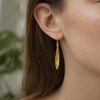 Real Olive Leaf Gold Earrings, Handmade Nature Jewelry, Organic Tree Drops, Gift for Victory & Health, Eco Sustainable Sterling Silver 925