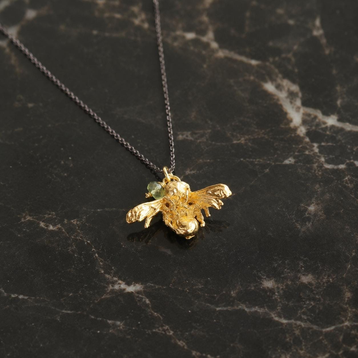 Real Bee Gold Necklace, Handmade Minimalist Jewelry, Organic Boho Pendant, Gift for Health & Prosperity, Gold or Sterling Silver 925