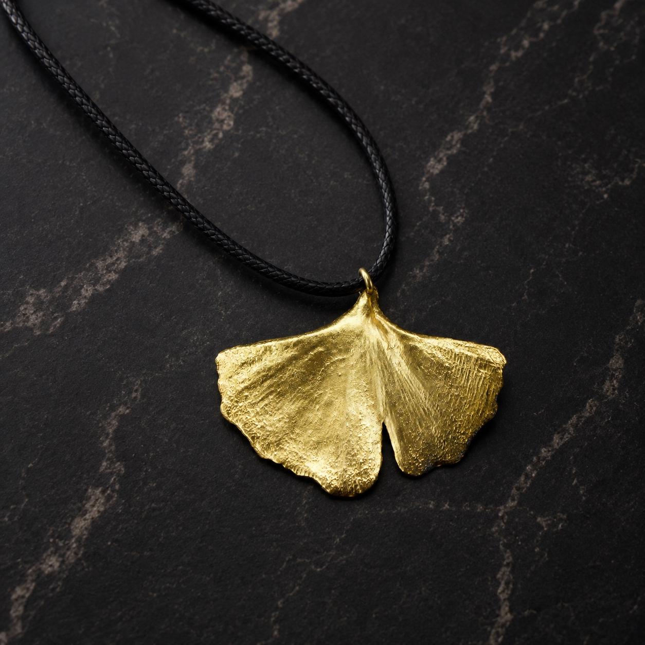 Real Ginkgo Biloba Leaf Pendant, 14K Gold Plated Sterling Silver 925 Necklace, Handmade Minimalist Jewelry Gift, Birthday Gift for Women