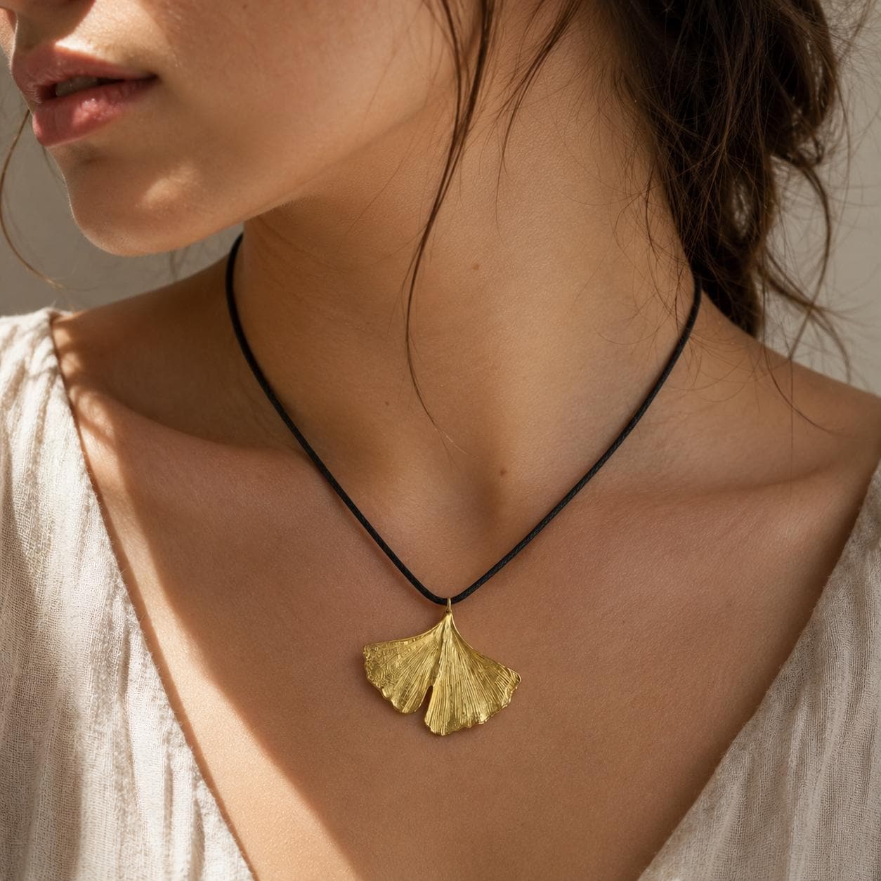 Real Ginkgo Biloba Leaf Pendant, 14K Gold Plated Sterling Silver 925 Necklace, Handmade Minimalist Jewelry Gift, Birthday Gift for Women