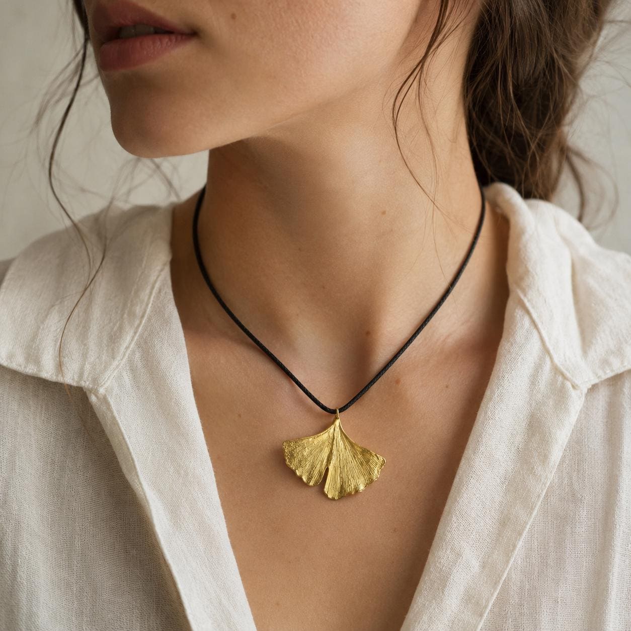 Real Ginkgo Biloba Leaf Pendant, 14K Gold Plated Sterling Silver 925 Necklace, Handmade Minimalist Jewelry Gift, Birthday Gift for Women