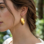 Real Clam Shell Earrings, 14K Gold Plated Brass Jewelry, Handmade Statement Jewelry Gift, Boho Birthday Gift for Women, Nature Inspired