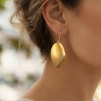 Real Clam Shell Earrings, 14K Gold Plated Brass Jewelry, Handmade Statement Jewelry Gift, Boho Birthday Gift for Women, Nature Inspired