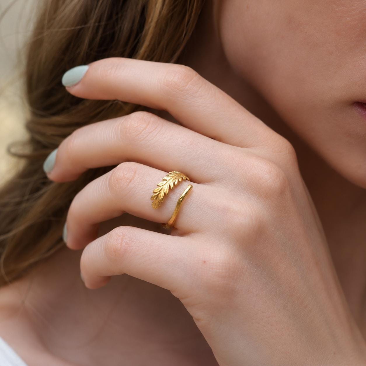 Real Fern Leaf Ring, Handmade Nature Jewelry, Organic Minimalist Band, Gift for Luck & Rejuvenation, Gold or Sterling Silver 925