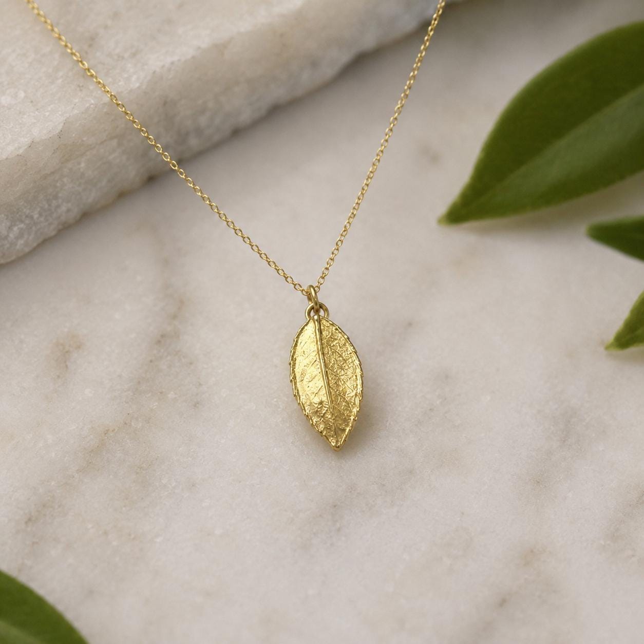 Real Rose Leaf Pendant, Handmade Minimalist Jewelry, Organic Forest Necklace, Dainty Gift for Passion & Health, Sterling Silver 925