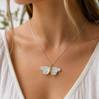 Real Butterfly Silver Necklace, Handmade Nature Jewelry, Organic Chain Pendant, Gift for Freedom & Beauty, Sterling Silver 925
