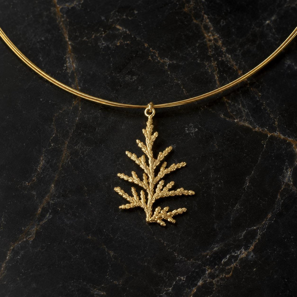 Real Juniper Leaf Pendant, 14K Gold Plated Sterling Silver 925 Necklace, Handmade Minimalist Jewelry Gift, Birthday Boho Gift for Women