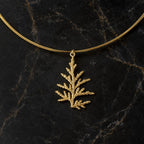 Real Juniper Leaf Pendant, 14K Gold Plated Sterling Silver 925 Necklace, Handmade Minimalist Jewelry Gift, Birthday Boho Gift for Women