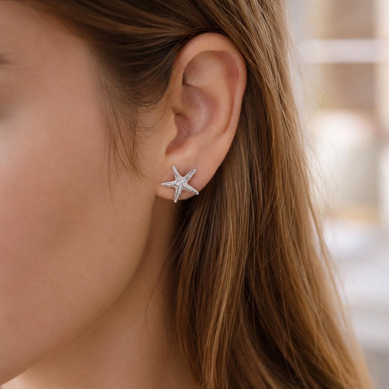 Real Starfish Stud Earrings, Handmade Minimalist Jewelry, Organic Summer Beach Fashion, Gift for Luck, Gold or Sterling Silver 925