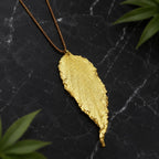 Real Hibiscus Leaf Necklace, 14K Gold Plated Sterling Silver 925 Pendant, Handmade Statement Nature Jewelry Gift, Birthday Gift for Women