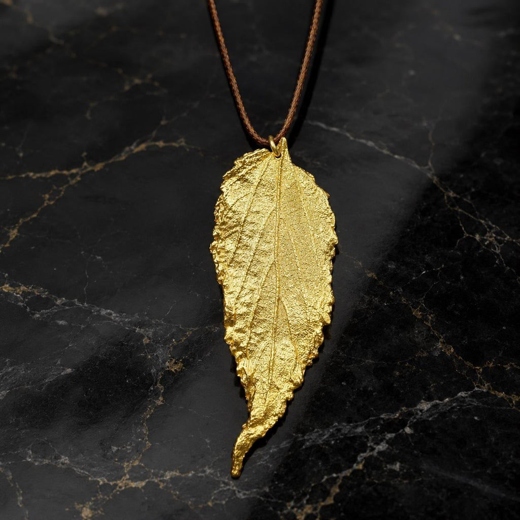 Real Hibiscus Leaf Necklace, 14K Gold Plated Sterling Silver 925 Pendant, Handmade Statement Nature Jewelry Gift, Birthday Gift for Women