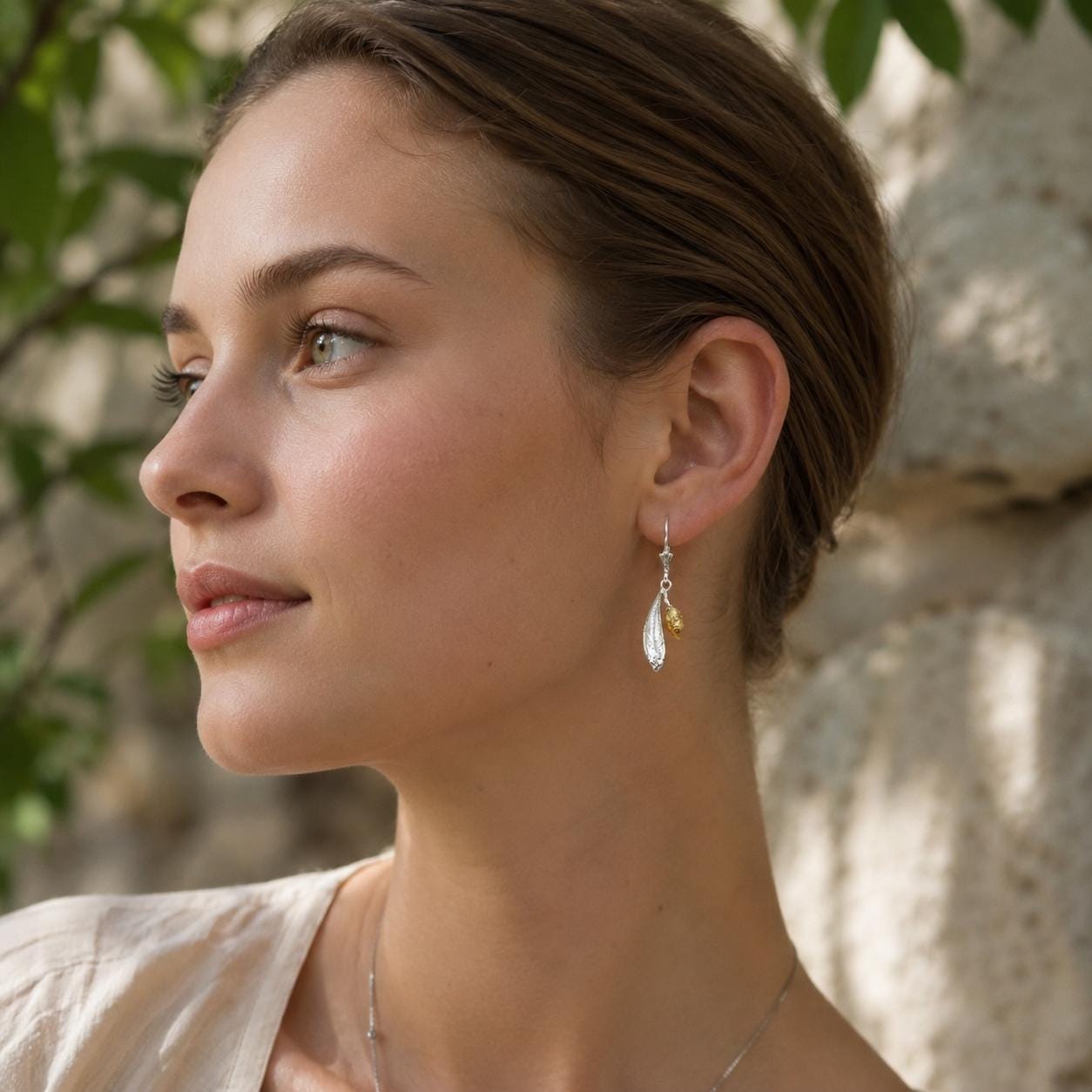 Real Olive Leaf Earrings, Handmade Minimalist Jewelry, Dainty Organic Drops, Gift for Health & Luck, Gold and Sterling Silver 925