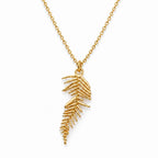 Real Acacia Leaf Necklace, Handmade Minimalist Jewelry, Organic Forest Pendant, Gift for Luck & Rejuvenation, Gold on Sterling Silver 925