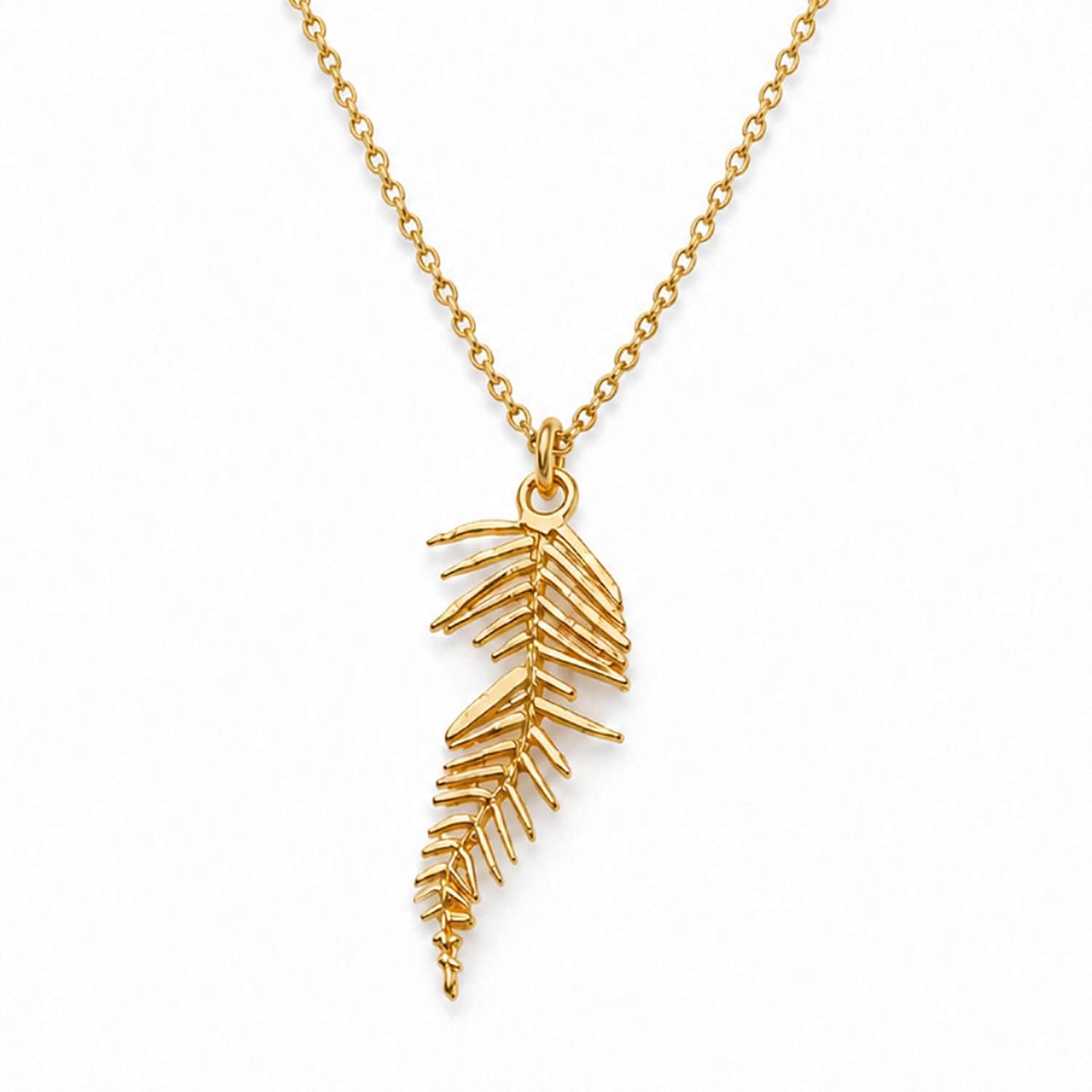 Real Acacia Leaf Necklace, Handmade Minimalist Jewelry, Organic Forest Pendant, Gift for Luck & Rejuvenation, Gold on Sterling Silver 925