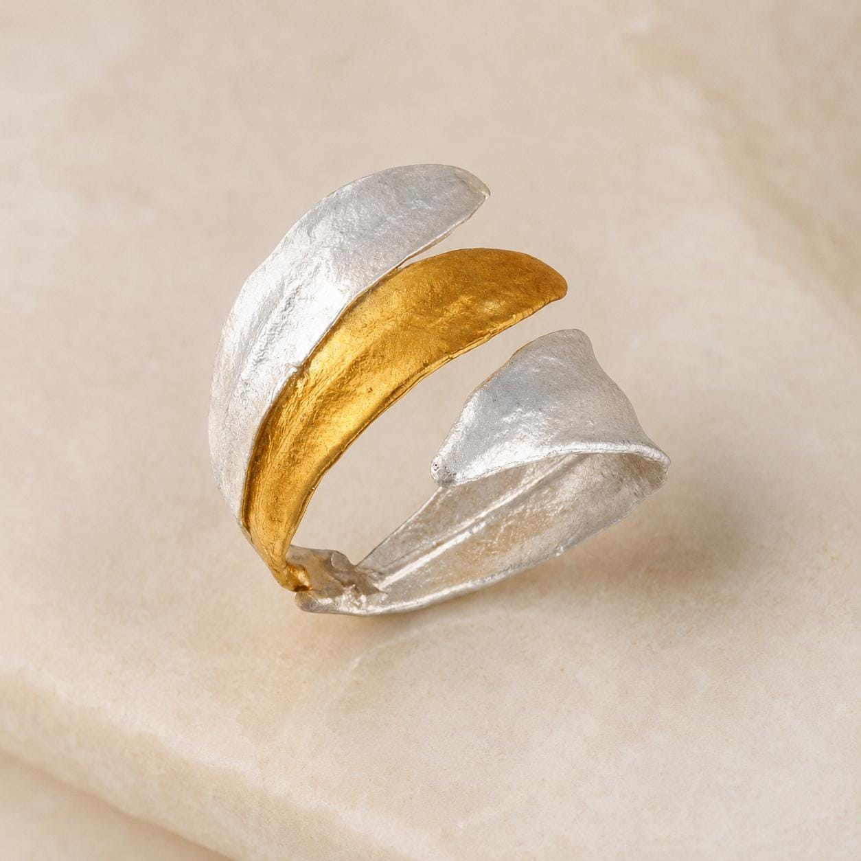 Real Olive Leaves Ring, Handmade Nature Jewelry, Organic Tree Band, Gift for Longevity & Success, Eco Sustainable Sterling Silver 925