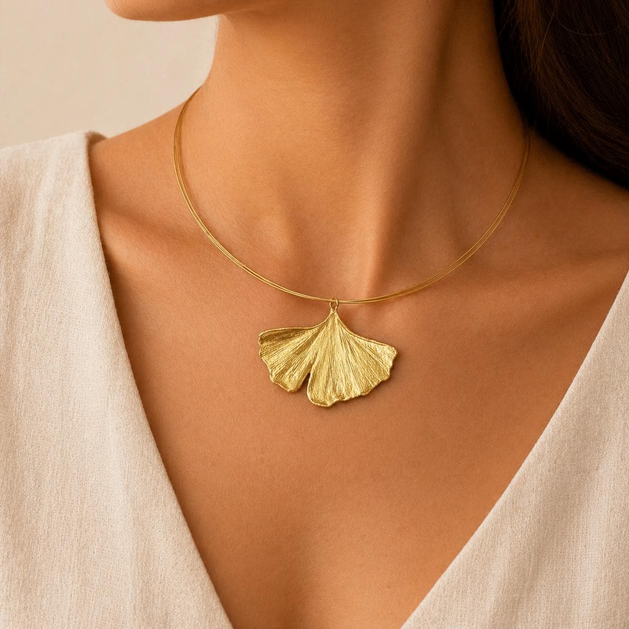 Real Ginkgo Biloba Leaf Necklace, 14K Gold Plated Brass Pendant, Handmade Jewelry Gift for Her, Birthday Gift for Women, Nature-Inspired