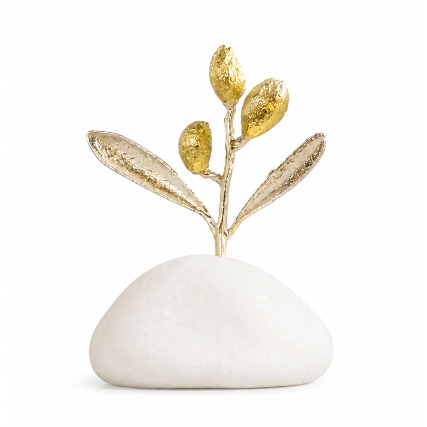 Decorative Olive Branch Gold Sculpture, Handmade Tree Statue for Home Decor, Unique Gift, Gold Plated Brass, Minimalist Design