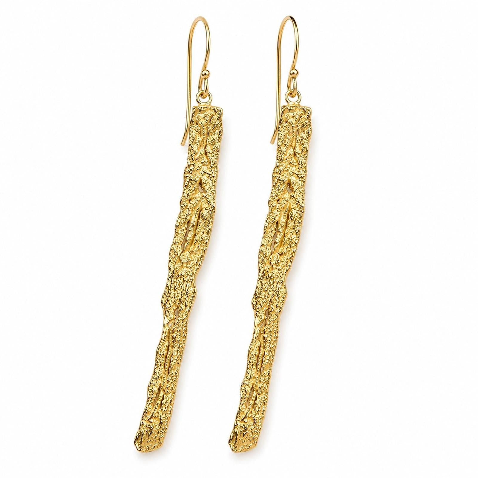 Real Tree Bark Silver Earrings, Handmade Statement Jewelry, Organic Forest Dangles, Gift for Energy, Gold or Sterling Silver 925