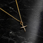 Gold Jasmine Cross Necklace, Handmade Nature Jewelry, Organic Branch Pendant, Gift for Spirituality & Faith, Sterling Silver 925